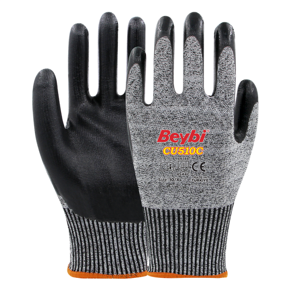 Beybi CU510C PU Kaplı Polietilen Kesilmeye Dirençli Örme Eldiven