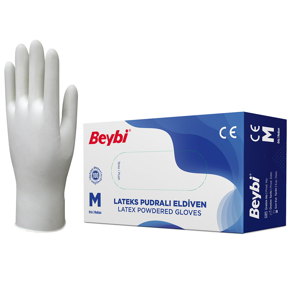Beybi Lateks Pudralı Eldiven 100'lük Kutu M - Koli