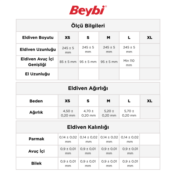 Beybi Pudrasız Mavi Nitril Eldiven - 100'lük Kutu