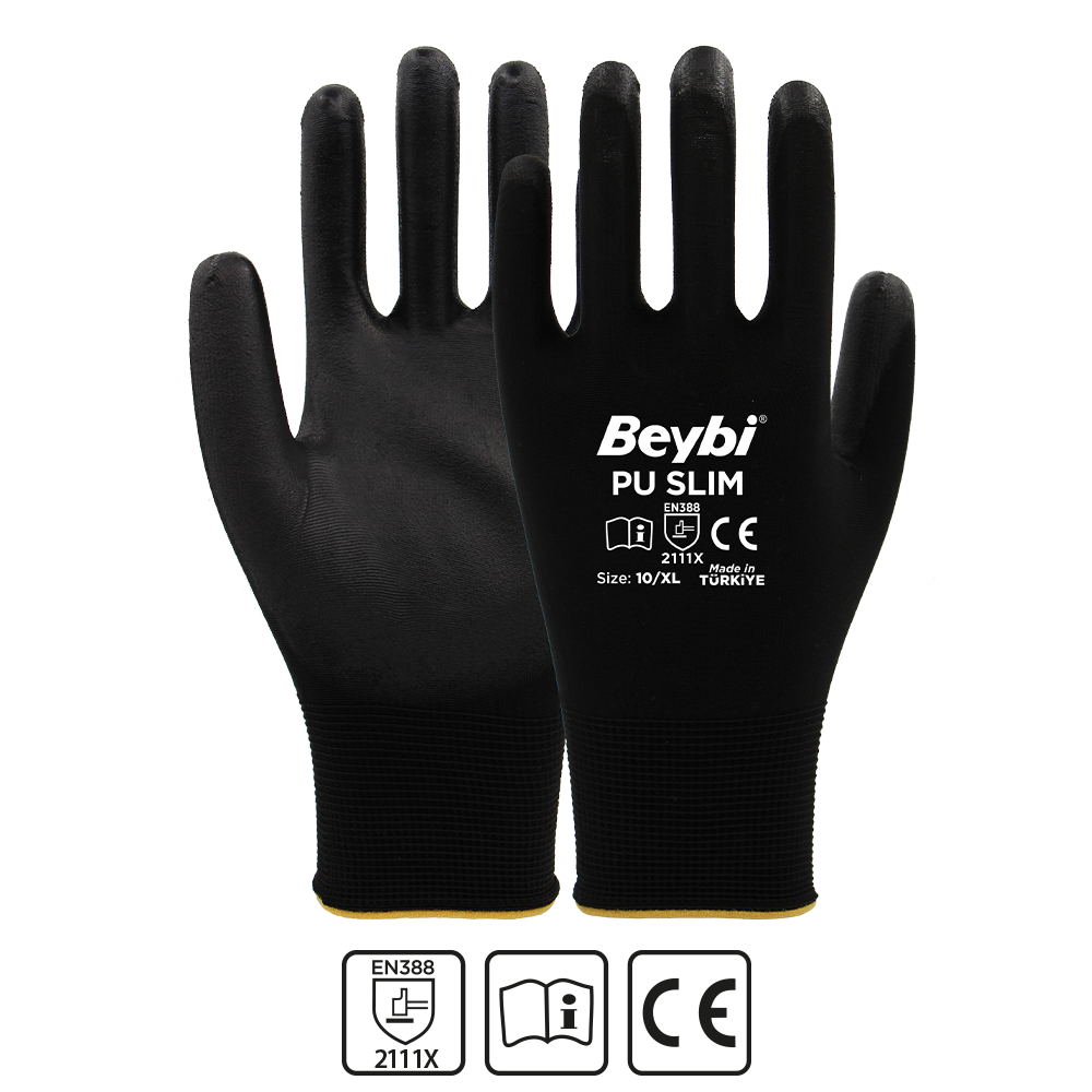 Beybi PU SLIM Poliüretan Kaplı Polyester Örme Eldiven