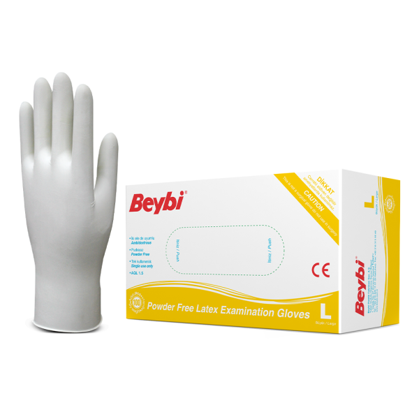 Beybi Pudrasız Lateks Muayene Eldiveni - 100'lük Kutu
