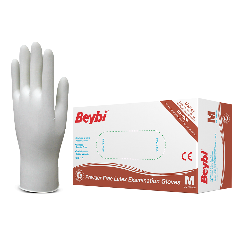 Beybi Pudrasız Lateks Muayene Eldiveni - 100'lük Kutu Koli - L