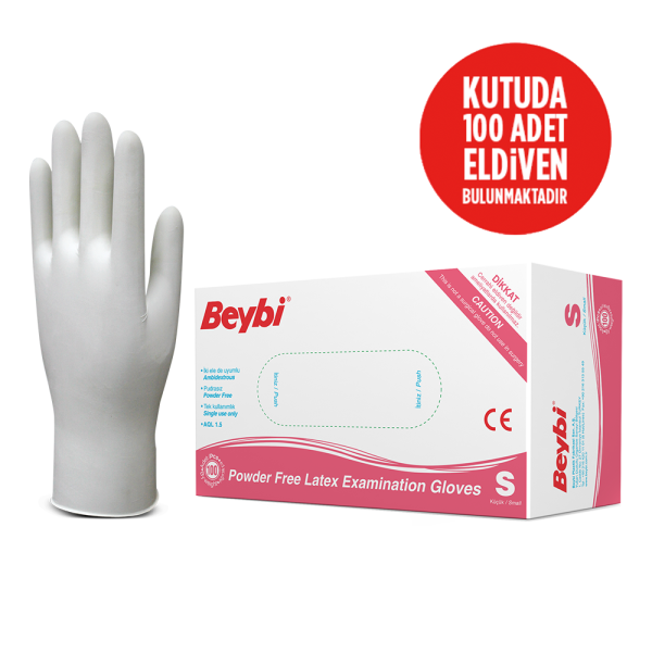 Beybi Pudrasız Lateks Muayene Eldiveni - 100'lük Kutu