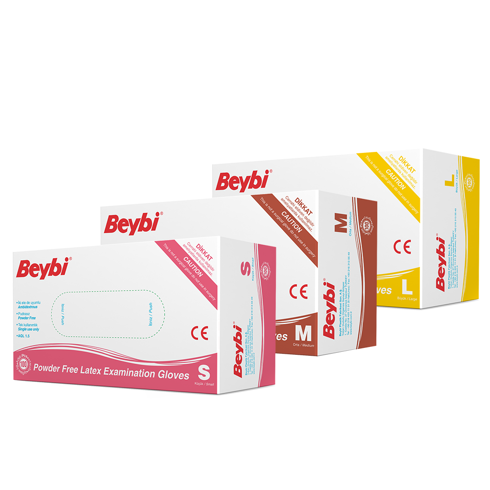 Beybi Pudrasız Lateks Muayene Eldiveni - 100'lük Kutu