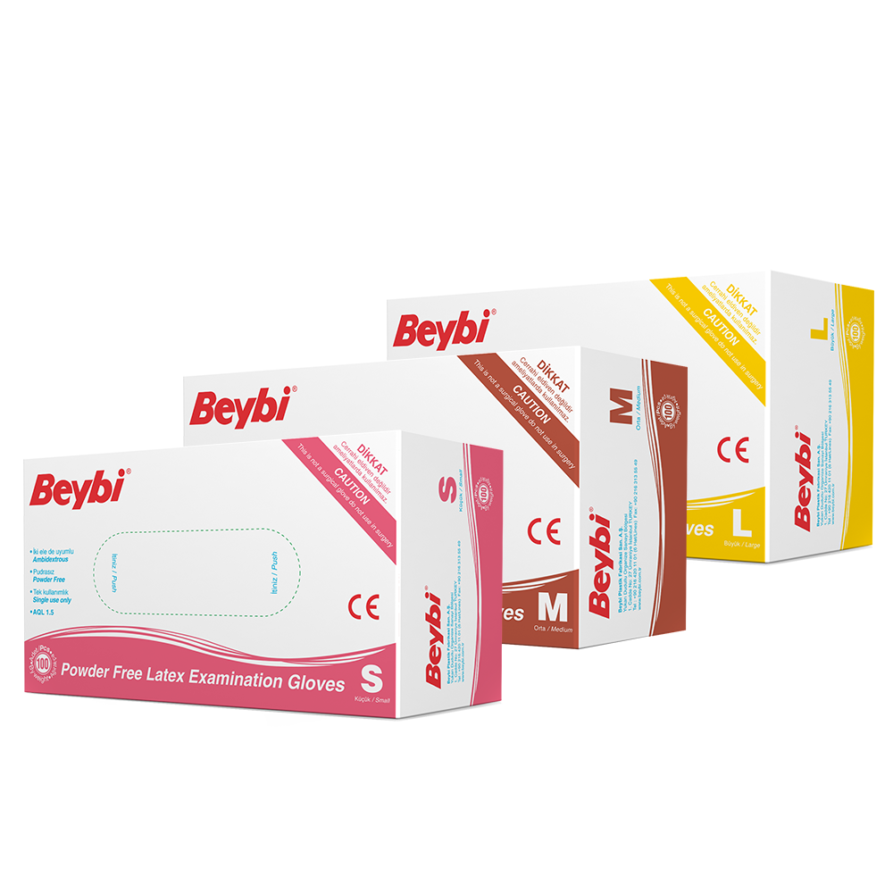 Beybi Pudrasız Lateks Muayene Eldiveni - 100'lük Kutu