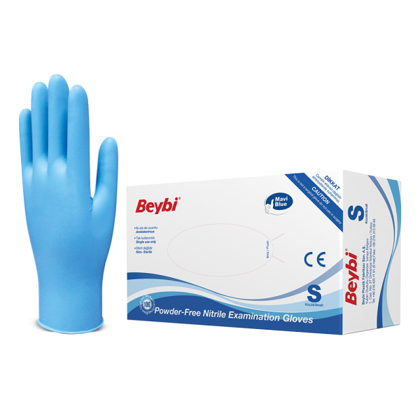 Pudrasız Mavi Nitril Muayene Eldiveni - 100'lük Kutu