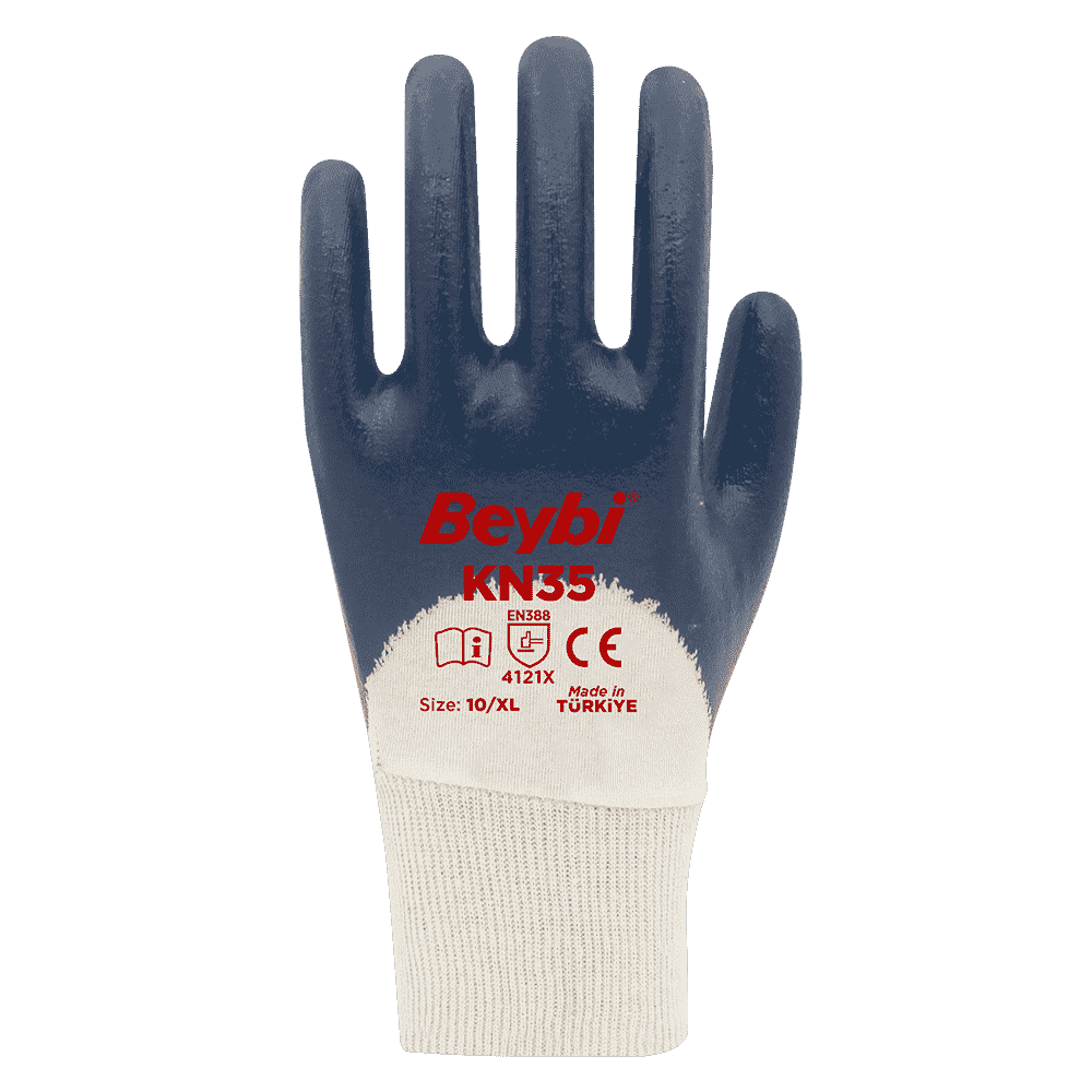Beybi KN35 Yüksek Performanslı 3/4 Nitril Kaplı Pamuk Eldiven