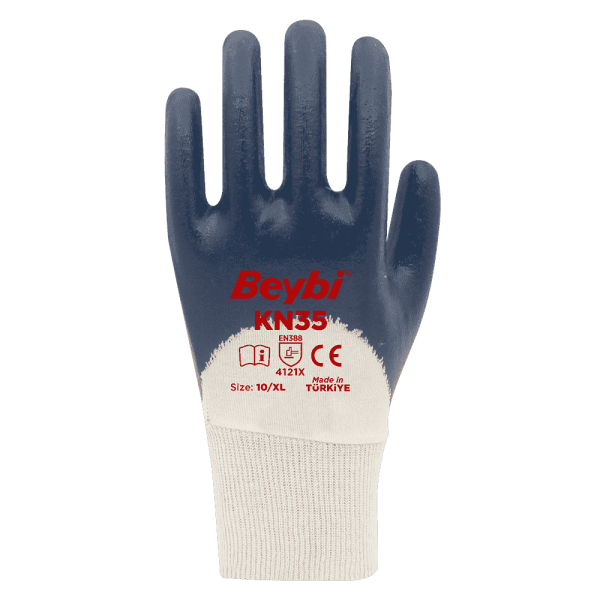Beybi KN35 Yüksek Performanslı 3/4 Nitril Kaplı Pamuk Eldiven