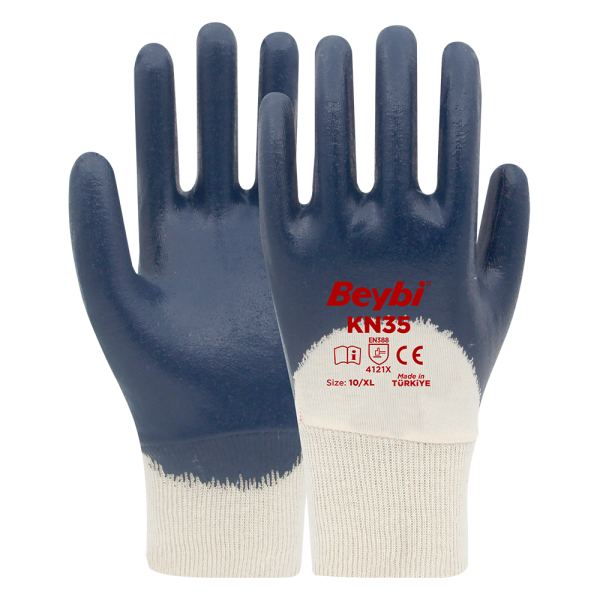 Beybi KN35 3/4 Nitril Kaplı Pamuk Eldiven 