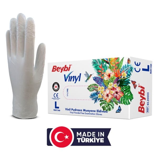 Vinil Pudrasız Muayene Eldiven MDR 100'lük Kutu