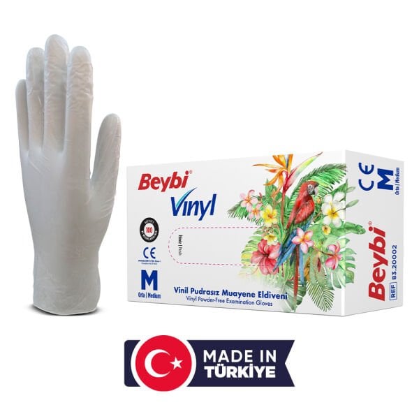 Vinil Pudrasız Muayene Eldiven MDR 100'lük Kutu