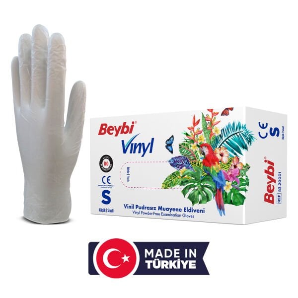 Vinil Pudrasız Muayene Eldiven MDR 100'lük Kutu
