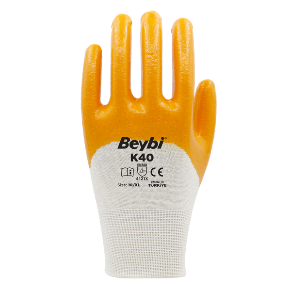 Beybi K40 Nitril Kaplı Pamuk ve Polyester Örgü Eldiven