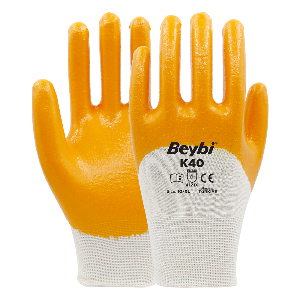 Beybi K40 Nitril Kaplı Pamuk ve Polyester Örgü Eldiven