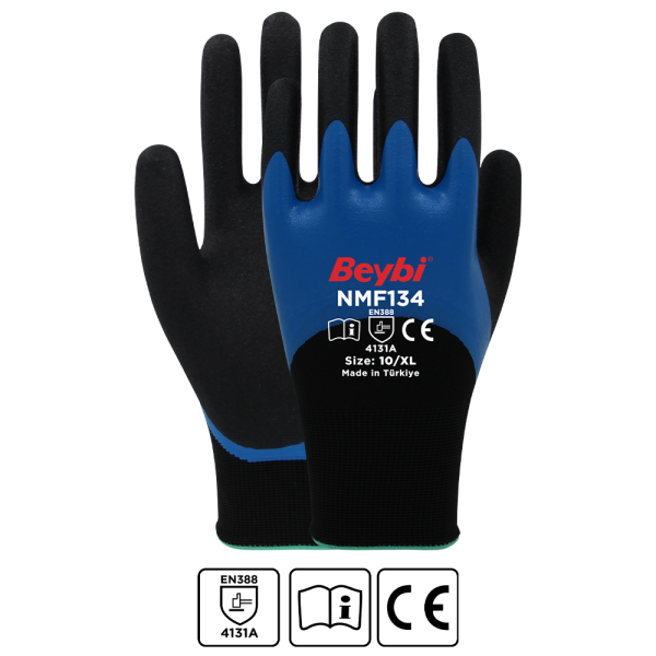 Beybi NMF134 Mikro Köpük Nitril Kaplı Polyester Örgü Eldiven NO: 10 - Çift