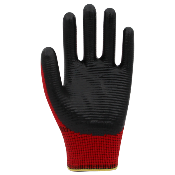 PN5 Zebra Polyester Örme Nitril Eldiven Koli - NO: 10 - Kırmızı\Siyah