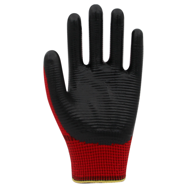 PN5 Zebra Polyester Örme Nitril Eldiven Çift - NO: 10 - Kırmızı\Siyah