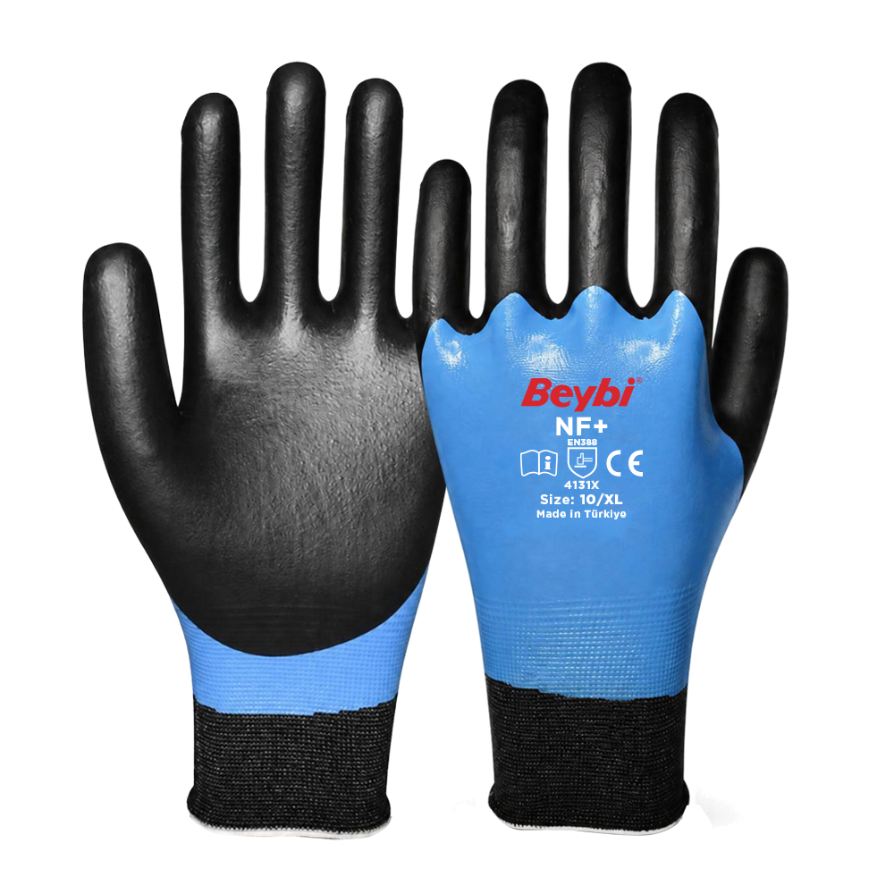Beybi NF+ Tam Kaplı  Köpük Nitril Kaplı Polyester Örgü Eldiven