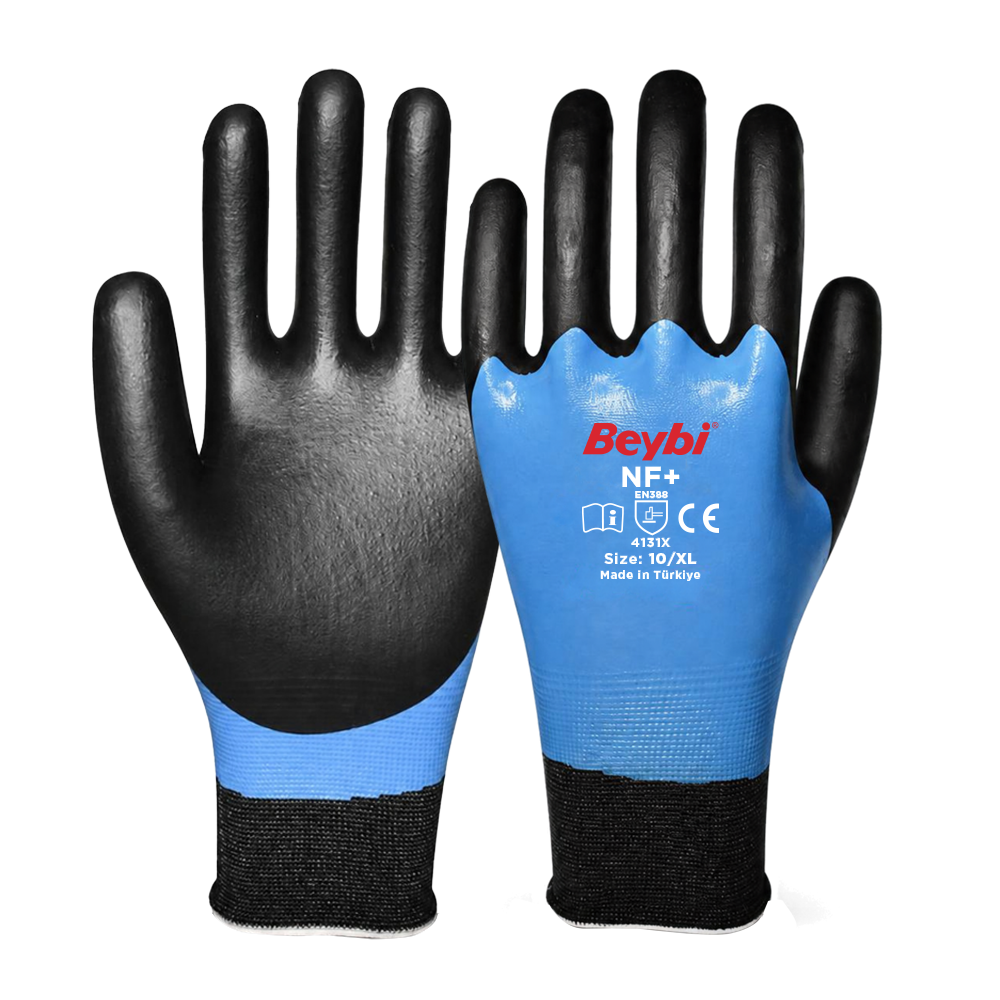 Beybi NF+ Tam Kaplı  Köpük Nitril Kaplı Polyester Örgü Eldiven