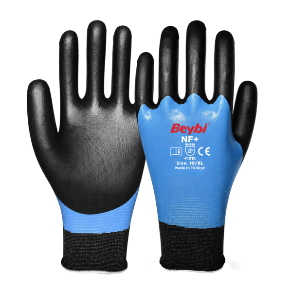 Beybi NF+ Tam Kaplı  Köpük Nitril Kaplı Polyester Örgü Eldiven