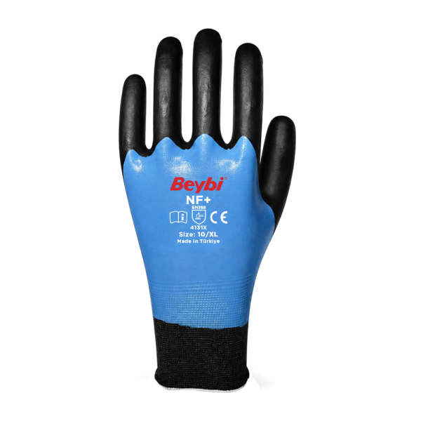 Beybi NF+ Tam Kaplı  Köpük Nitril Kaplı Polyester Örgü Eldiven