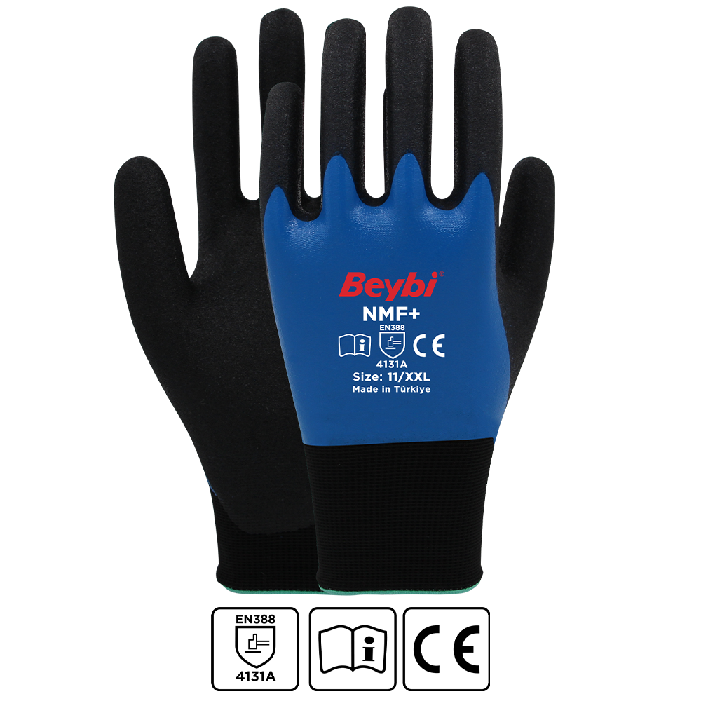 Beybi NMF+ Tam Kaplı Mikro Köpük Nitril Kaplı Polyester Örgü Eldiven