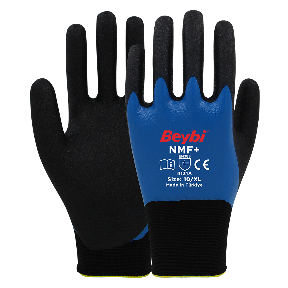 Beybi NMF+ Tam Kaplı Mikro Köpük Nitril Kaplı Polyester Örgü Eldiven