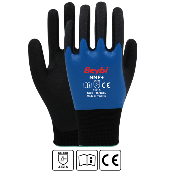 Beybi NMF+ Tam Kaplı Mikro Köpük Nitril Kaplı Polyester Örgü Eldiven