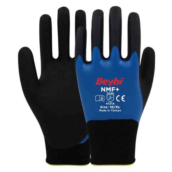 Beybi NMF+ Tam Kaplı Mikro Köpük Nitril Kaplı Polyester Örgü Eldiven