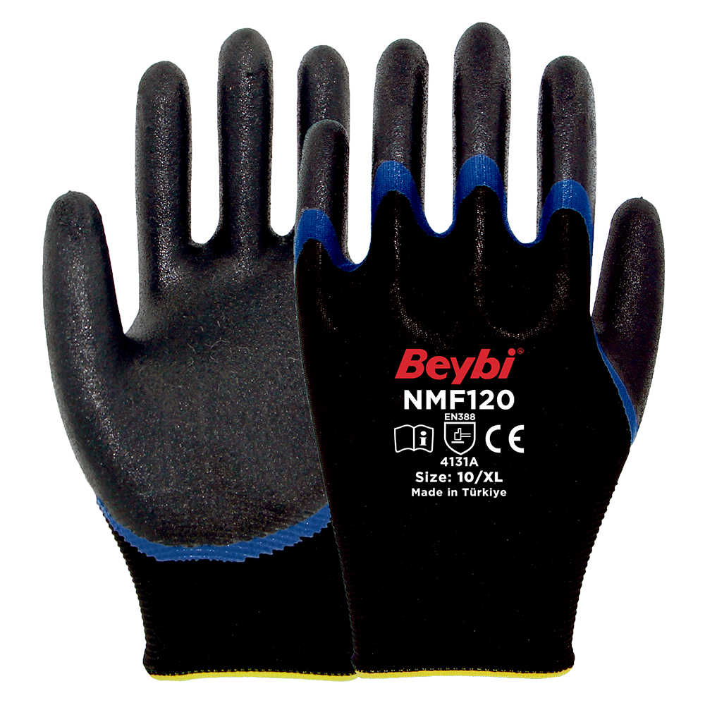 Beybi NMF120 Mikro Köpük Nitril Kaplı Polyester Örgü Eldiven