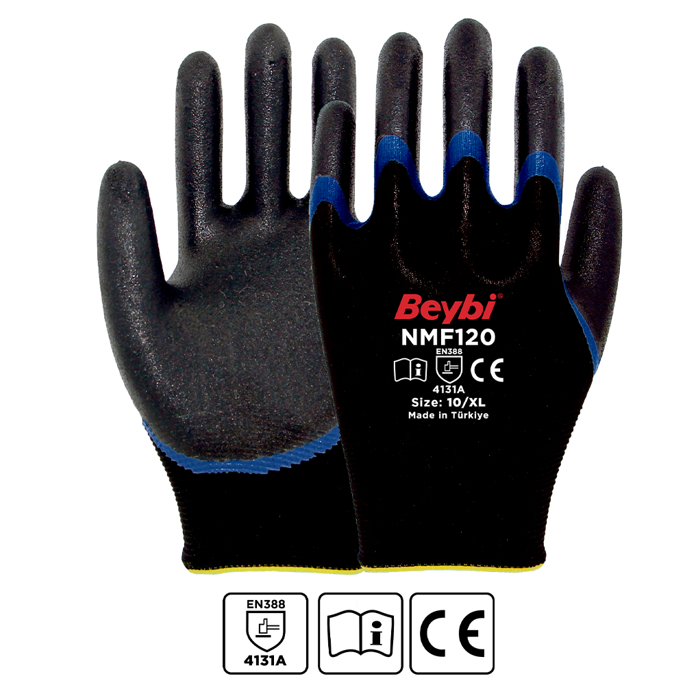 Beybi NMF120 Mikro Köpük Nitril Kaplı Polyester Örgü Eldiven