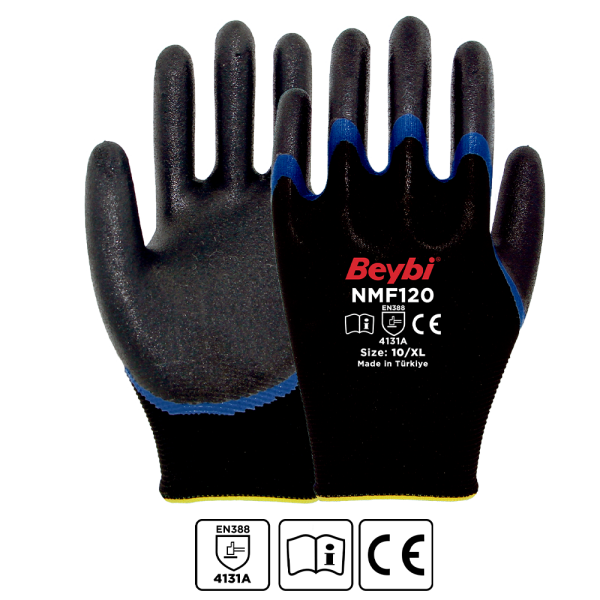 Beybi NMF120 Mikro Köpük Nitril Kaplı Polyester Örgü Eldiven