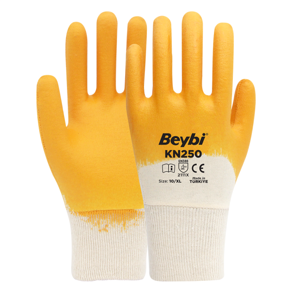 Beybi KN250 3/4 Nitril Kaplı Pamuk Eldiven
