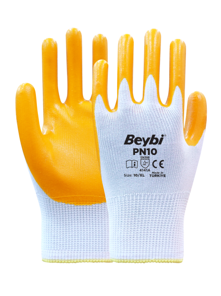 Beybi PN10 Polyester Örme Nitril Eldiven
