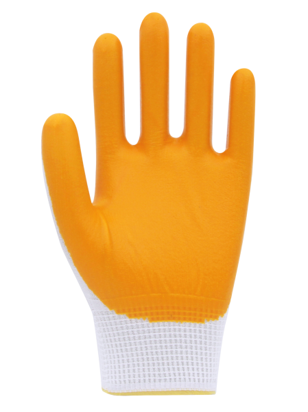 Beybi PN2 Polyester Örme Nitril Eldiven NO: 10 - Koli - Beyaz\Sarı