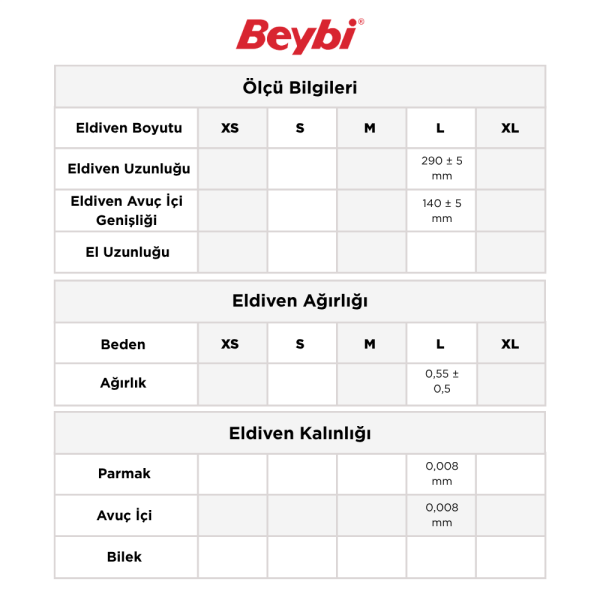 Beybi PET (Polietilen) Eldiven - 100'lük Poşet