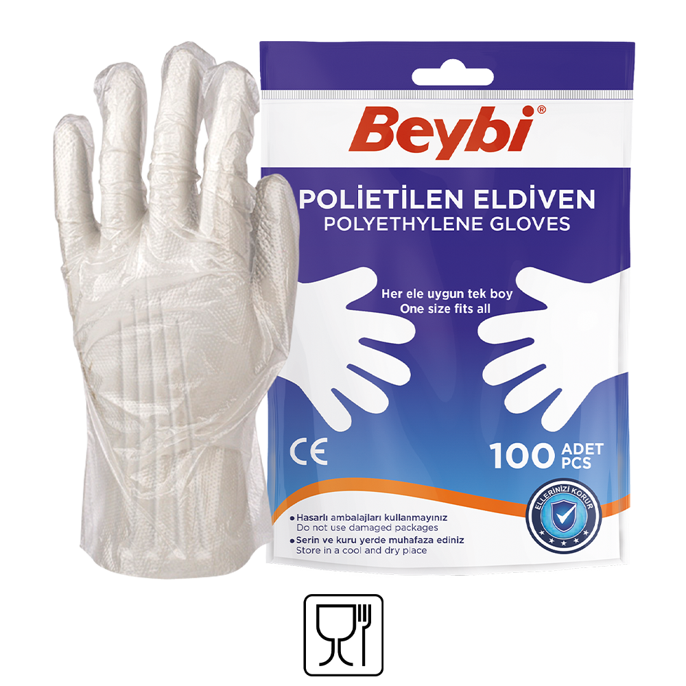 Beybi PET (Polietilen) Eldiven - 100'lük Poşet