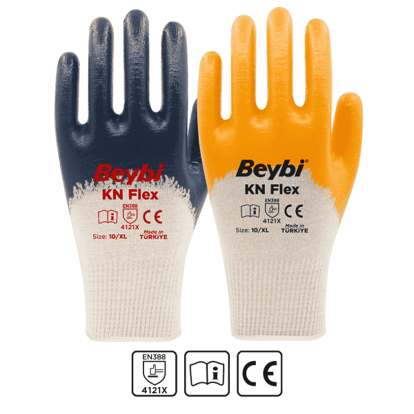 Beybi KN Flex Pamuk Nitril Eldiven NO: 10 - Çift - Sarı