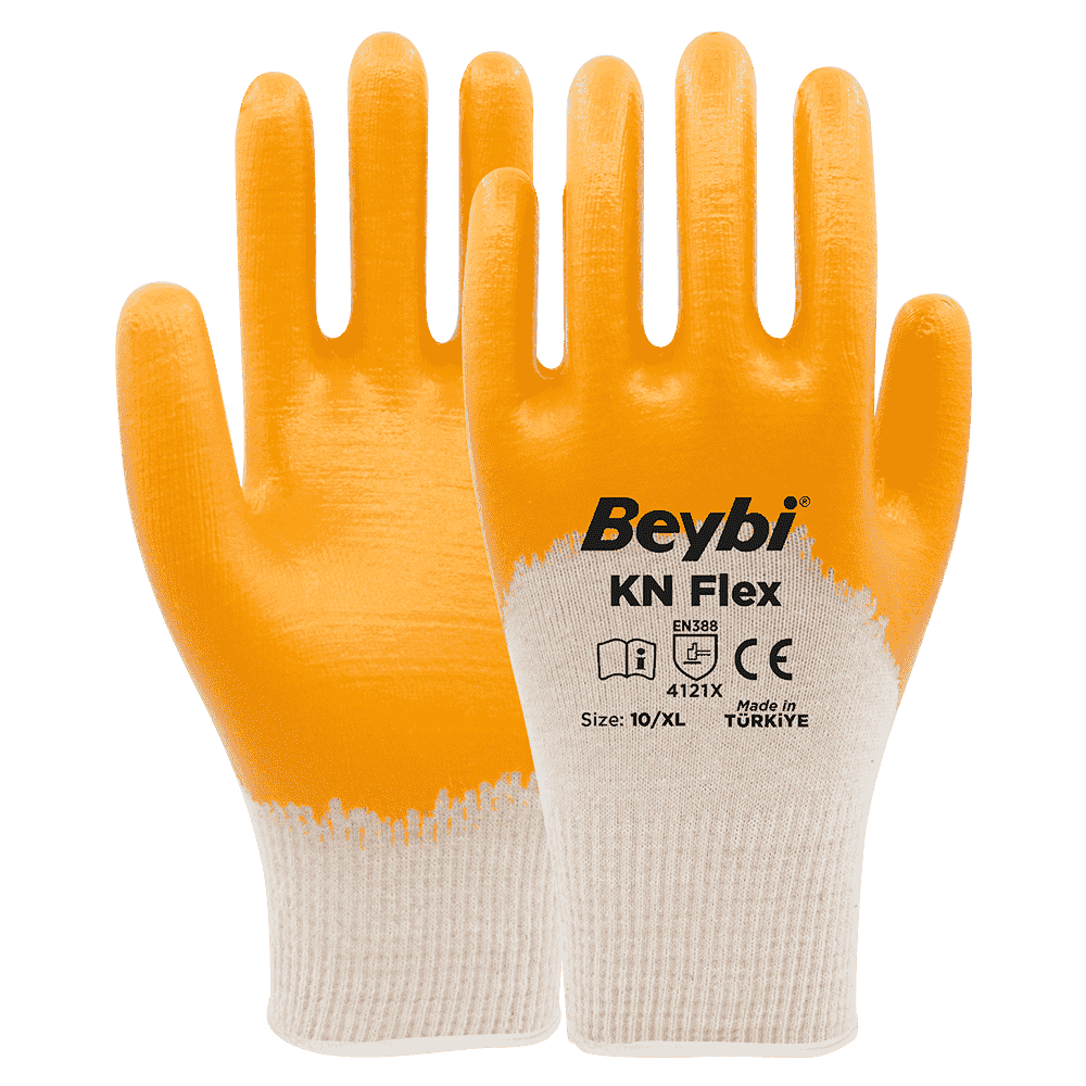 Beybi KN Flex Pamuk Nitril Eldiven NO: 10 - Çift - Sarı