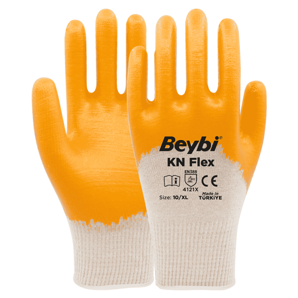Beybi KN Flex Pamuk Nitril Eldiven NO: 10 - Çift - Sarı