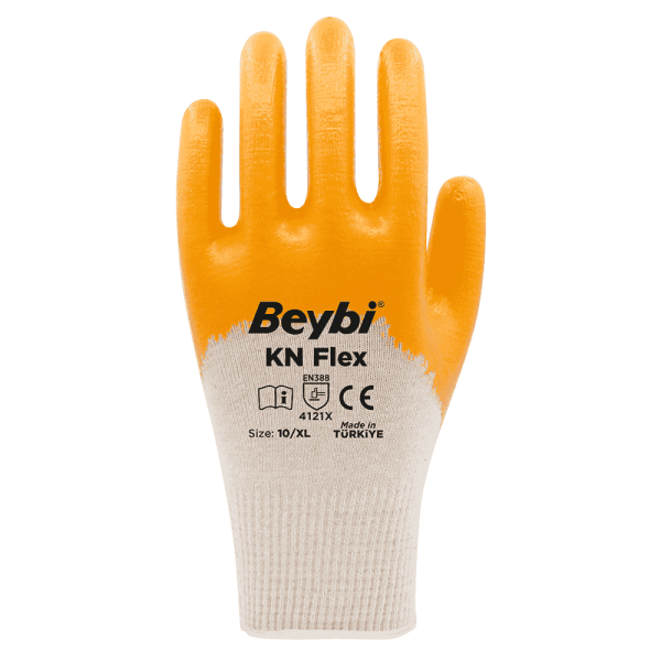 Beybi KN Flex Pamuk Nitril Eldiven NO: 10 - Çift - Sarı
