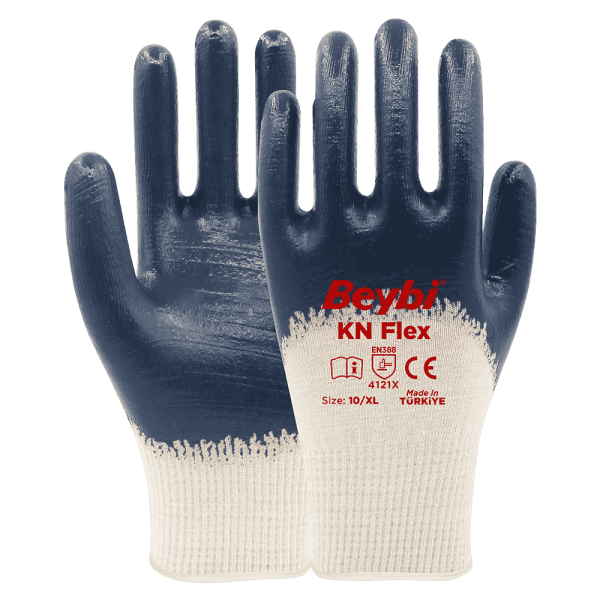 Beybi KN Flex Pamuk Nitril Eldiven NO: 10 - Çift - Sarı
