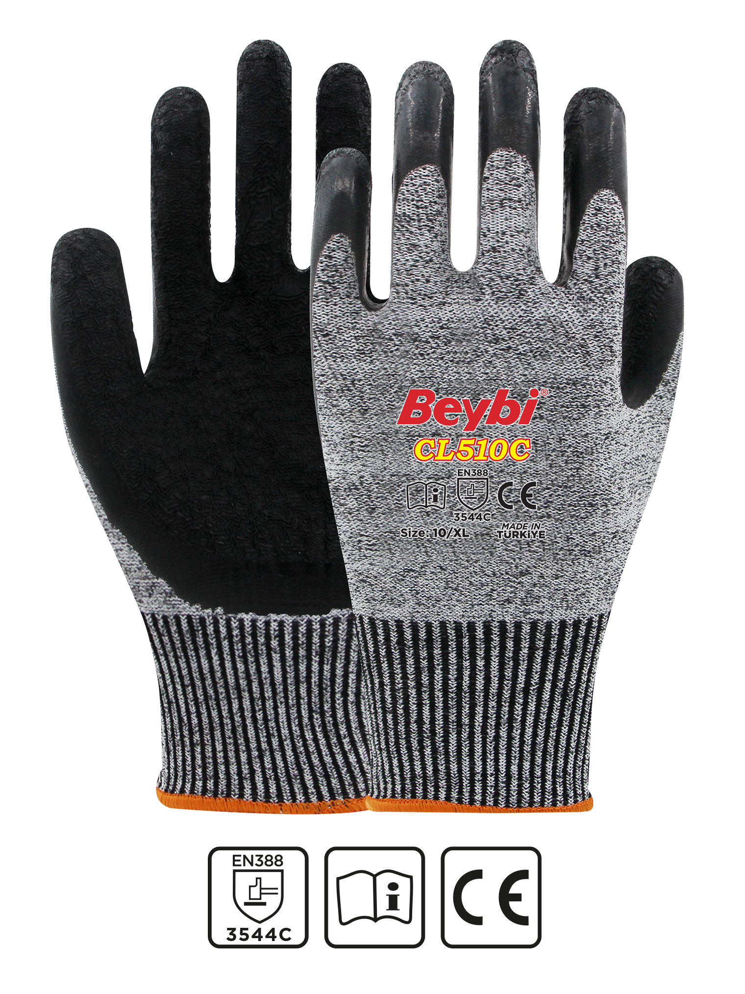 Beybi CL510C Lateks Kaplı Kesilmeye Dirençli Eldiven