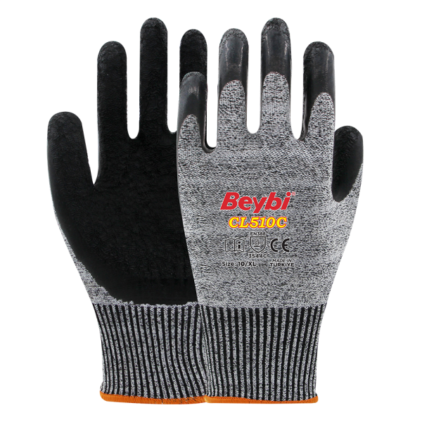 Beybi CL510C Lateks Kaplı Kesilmeye Dirençli Eldiven NO: 10 - Kutu