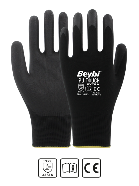Beybi Pu Touch Ekstra Poliüretan Kaplı Polyester Örme Eldiven