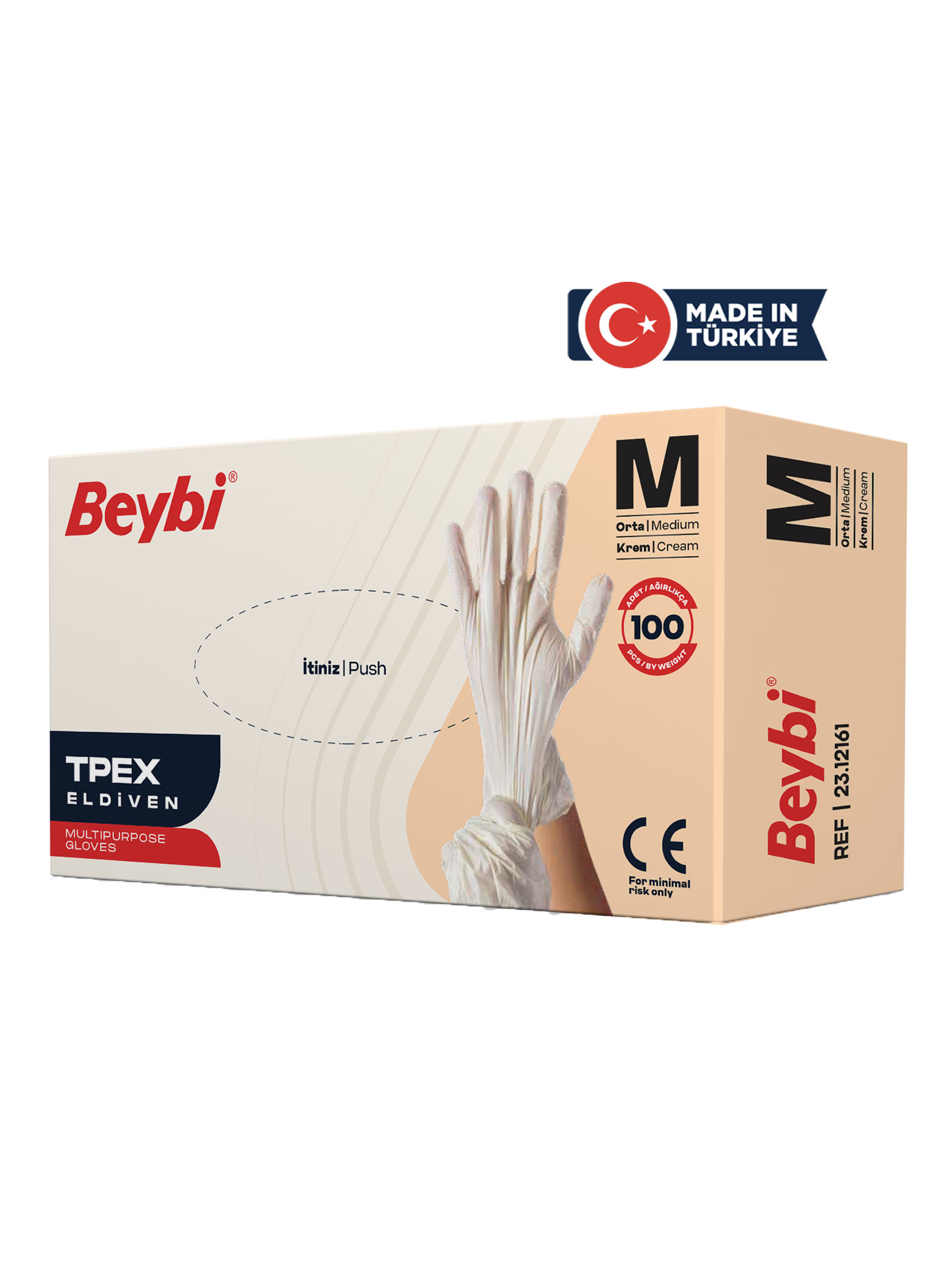Beybi TPEX Eldiven Krem - 100'lük Kutu