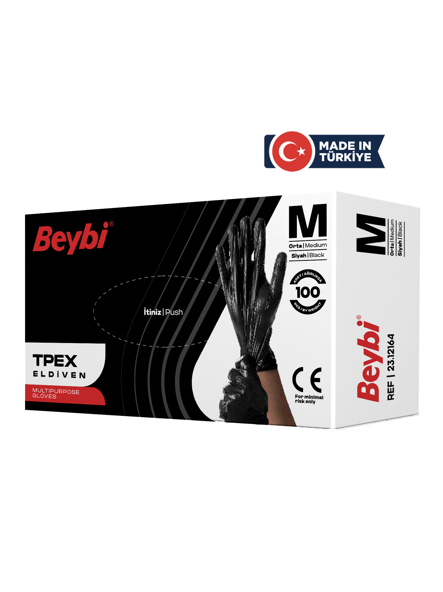 Beybi TPEX Eldiven Siyah - 100'lük Kutu