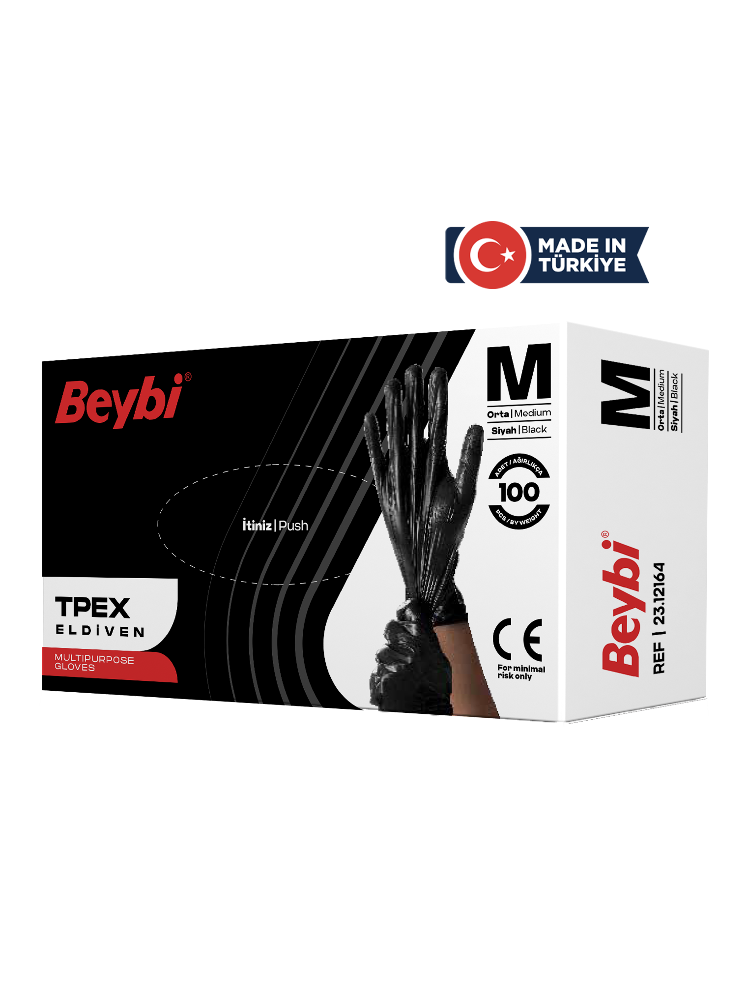 Beybi TPEX Eldiven Siyah - 100'lük Kutu