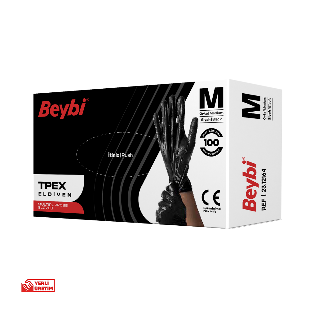Beybi TPEX Eldiven Siyah - 100'lük Kutu Kutu - L