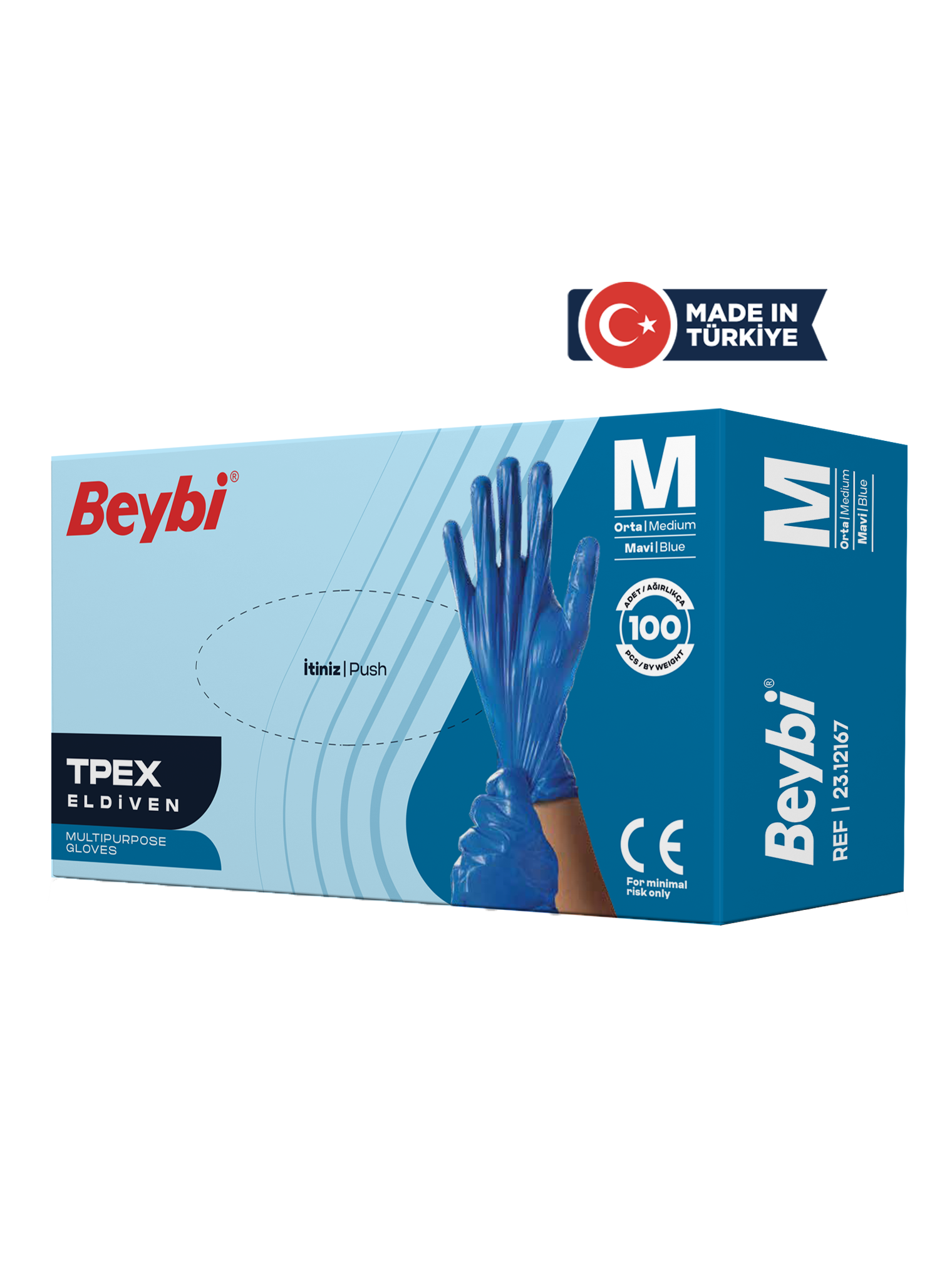 Beybi TPEX Eldiven Mavi - 100'lük Kutu